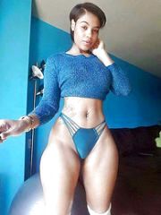 Ebony horny BBW babe strips to show off her body